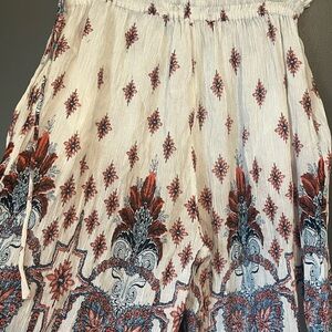 Free People Cream and Red Flowy Pants